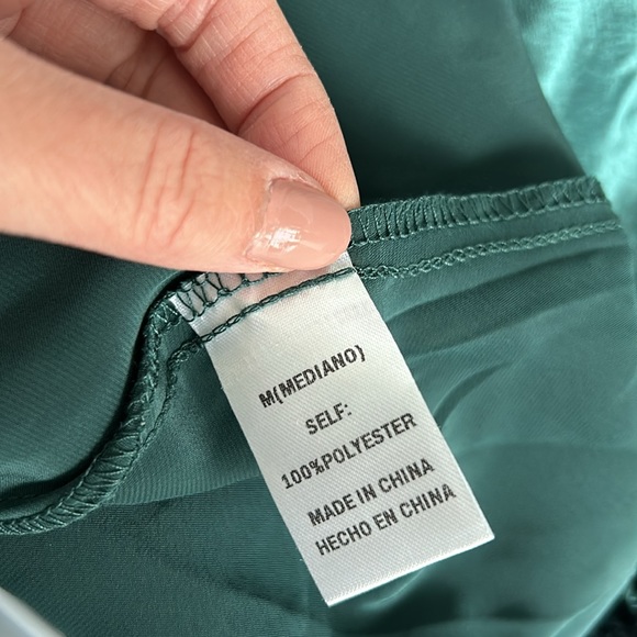 Satin effect green midi dress - Picture 6 of 6